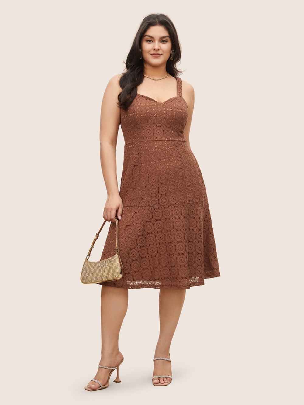 BloomChic Chocolate Brown Crochet Midi Dress 22-24